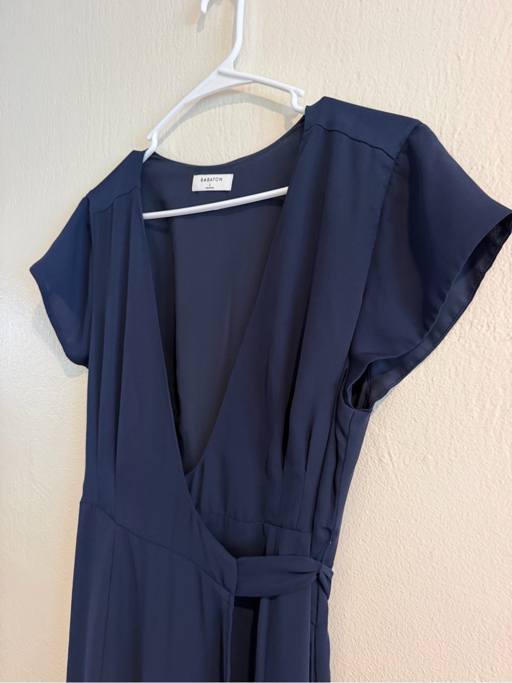 Aritzia Babaton Lexia Navy Blue Wrap Maxi Dress Tie Waist - Picture 3 of 8